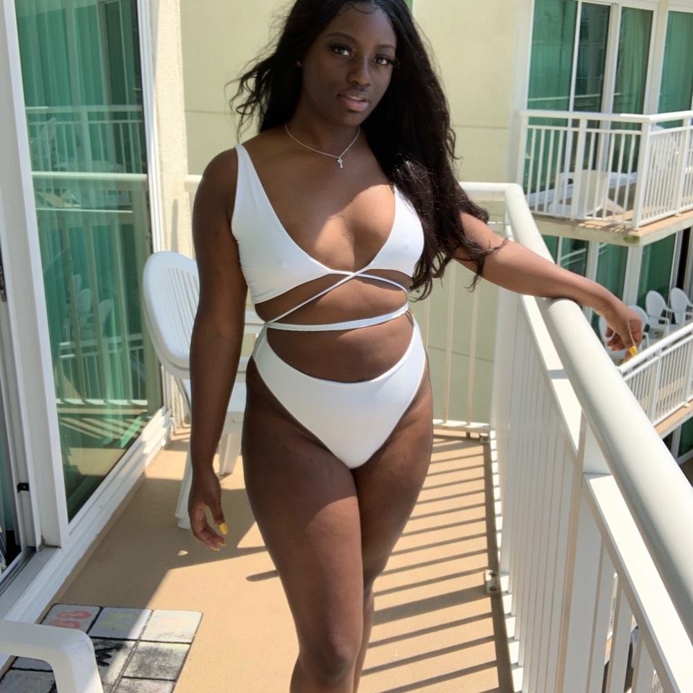 White one piece swimsuit. Only worn once